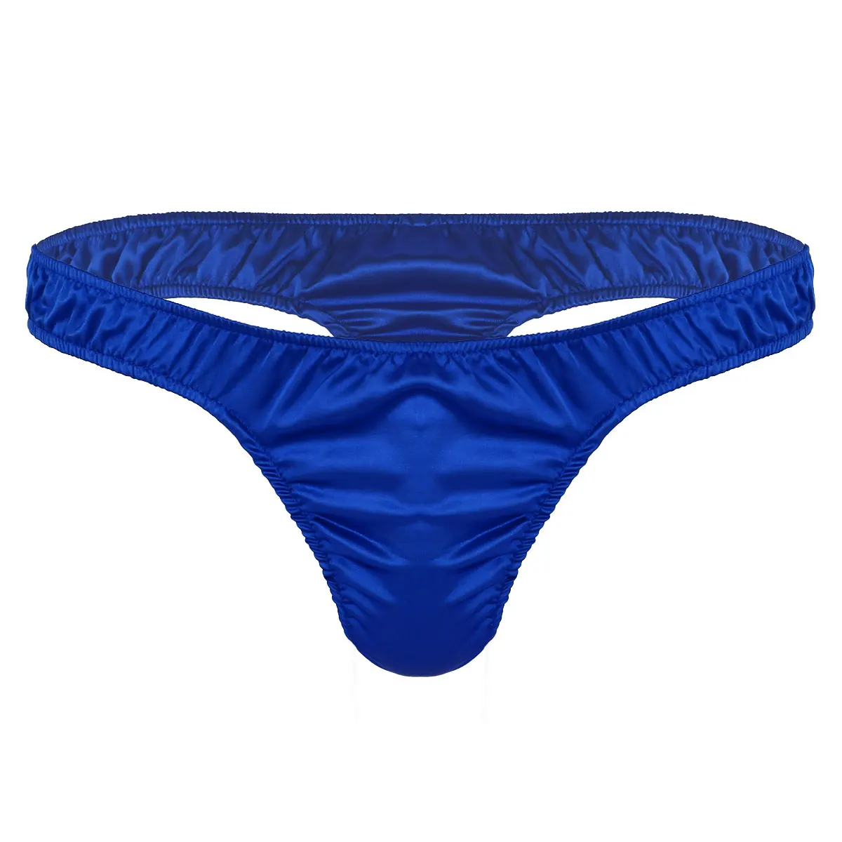 Underwear Mens Bikini G-String And Thong Briefs Gay Underwear Sexy Lingerie Panties Shiny Ruffled Low Rise Male Thong Panties - Color: Blue