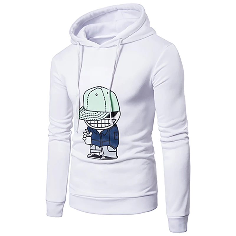 

2018 new large size men's cartoon character printing hooded casual sweater
