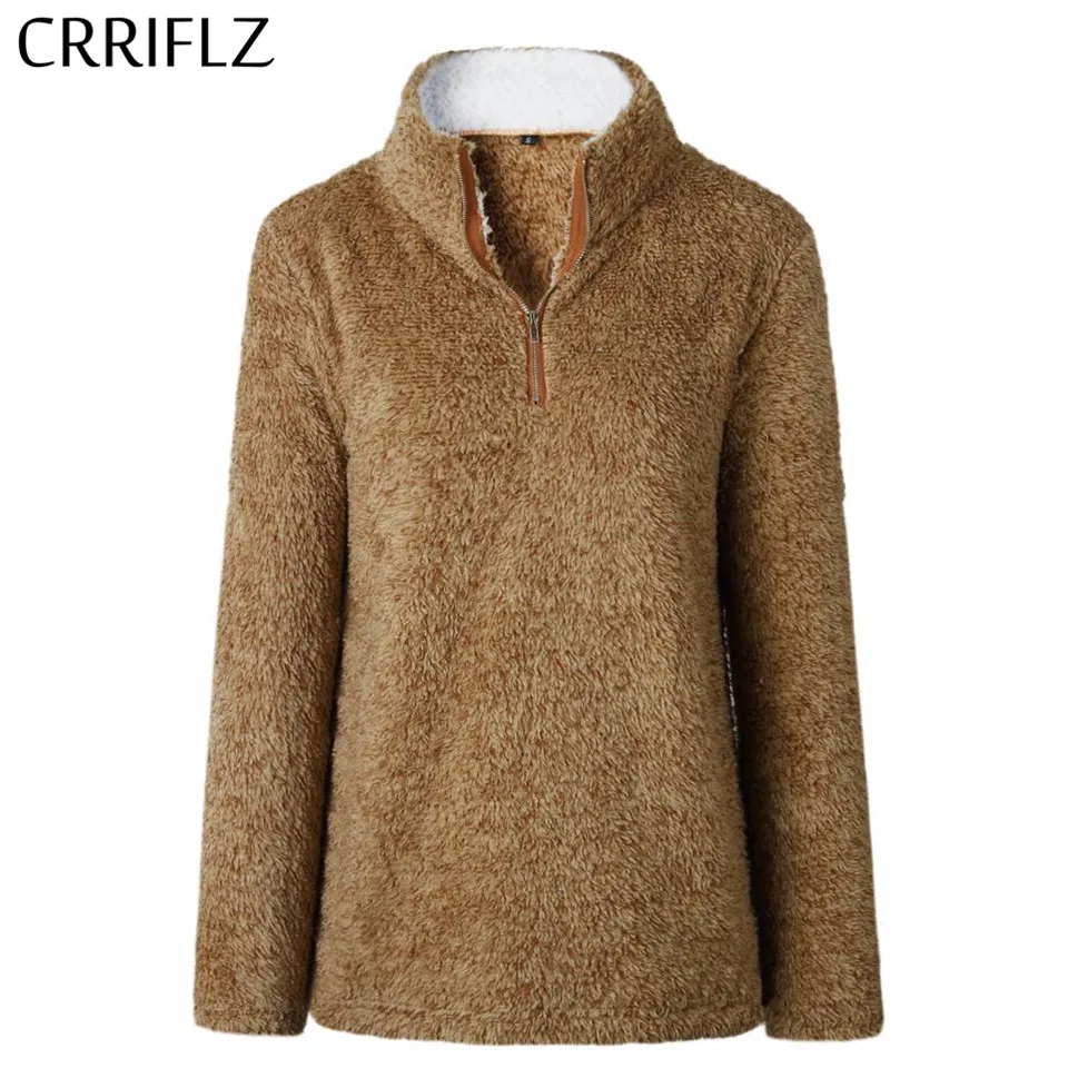 

Causal Woman Hoodies Sweatshirt Zipper Stand Collar Coat Female Full Sleeve Pullovers Tops CRRIFLZ 2019 New Autumn Collection
