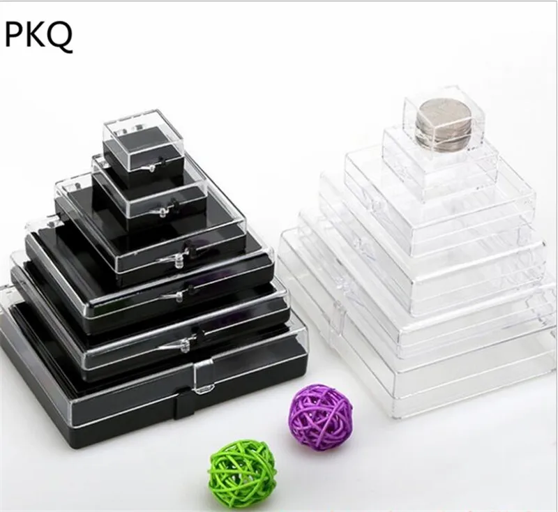 

10pcs 7x7x1.9cm Transparent square Plastic gift box Plastic packing box PS hard box with lid Jewelry ornaments packing box