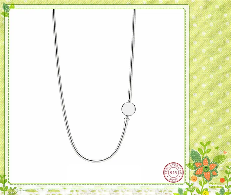 ESSENCE COLLECTION Slender Elegant Snake Chain Necklaces for Women Jewelry in 925 Sterling Silver with Iconic LOGO Clasp FLB010