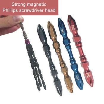 

5pcs Magnetic Bit Set 65mm Phillips Electronic Screwdriver Bits Double Head For Drywall Screws Refining D1 strong torque