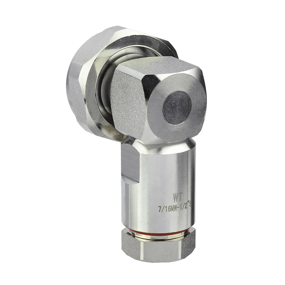 Superbat 7/16 DIN Male Center Right Angle Clamp Cable Mount RF Coaxial Connector for 1/2" Flexible Cable