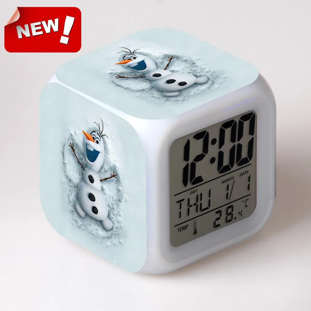 Olaf Будильник цифровой 7 цветов Изменение ЖК-дисплей часы Despertador Пробуждение свет пластик Reloj