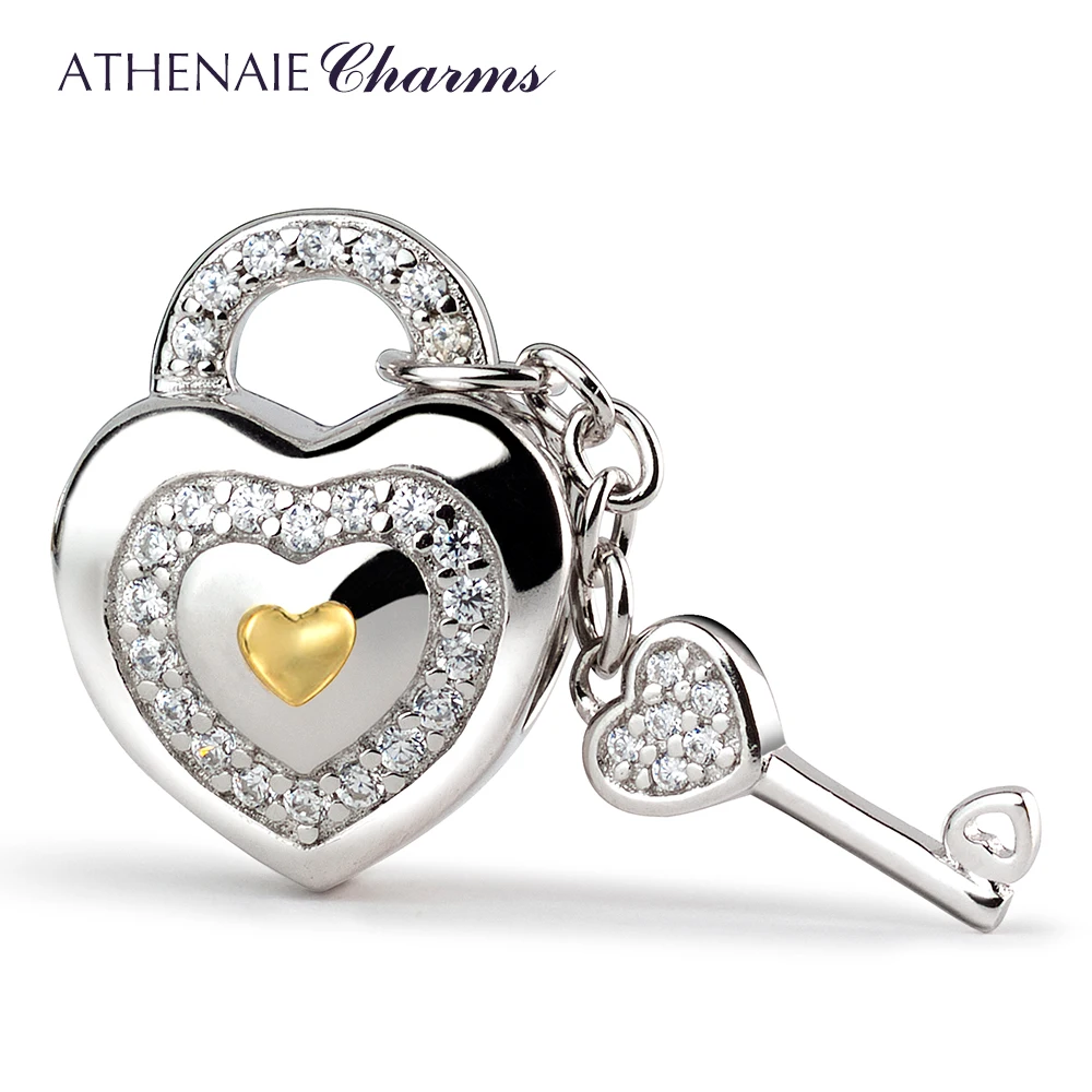 ATHENAIE 925 серебро с проложенным прозрачным CZ замком любви очаровательные бусины подходят для всех европейских браслетов подарок на Рождество, День святого Валентина