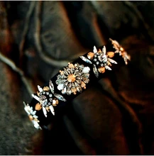 Women New Gem Shourouk Luxury Statement Big Pink Flower High Quality Crystal Hair Dress Women Party Hairband Jewelry H015