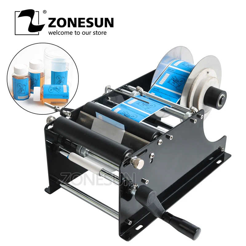 ZONESUN Manual Round Labeling Machine With Handle For Self adhesive
