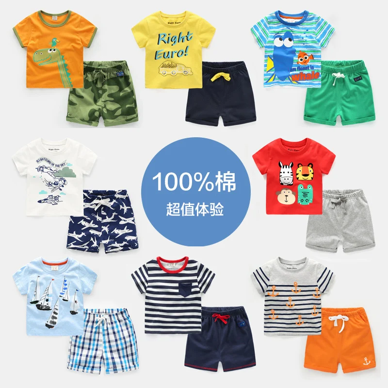

2019 Baby Boys Sets Summer Boys Sets Clothes T shirt+short Pants cotton sports Letter printed Set Children Suit 2Pcs 2-8 Years