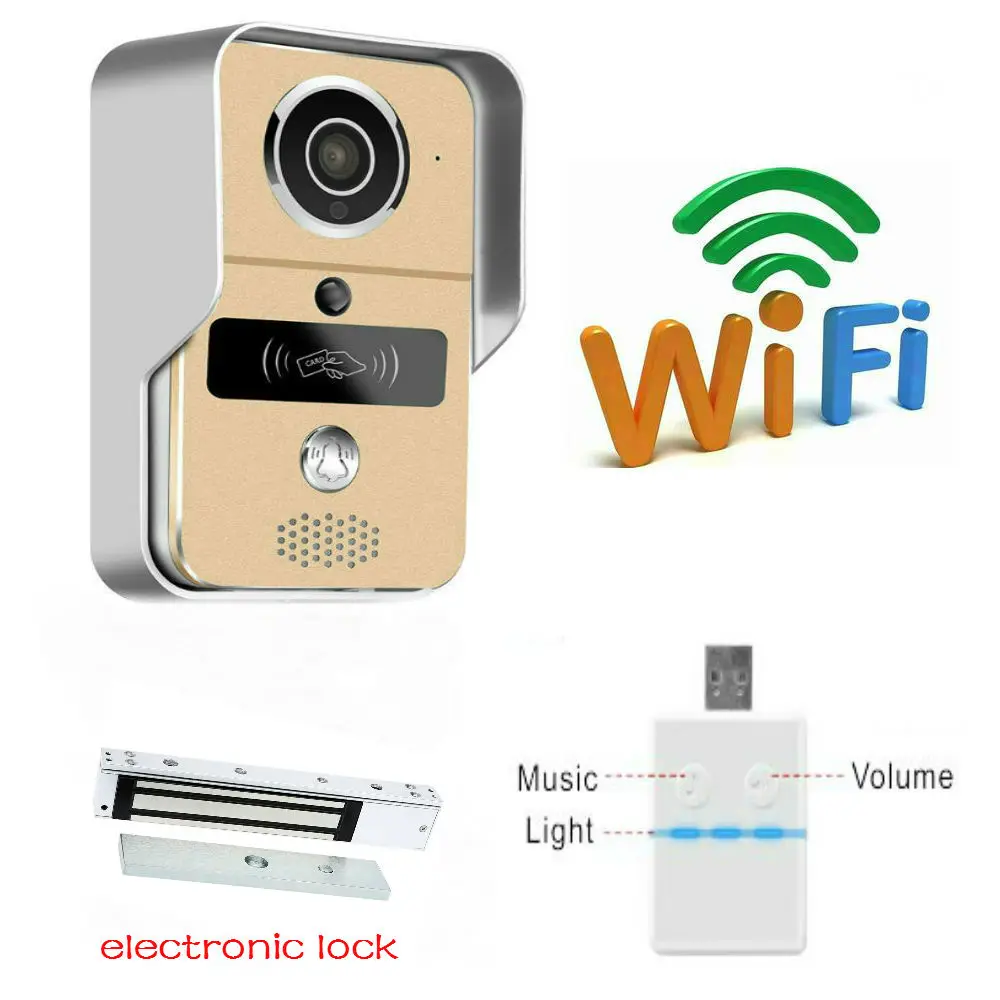 WiFi Video Door Phone Doorbell Home Security Door Wireless Intercom P2P with Electronic Lock,Music bell Support iOS and Android