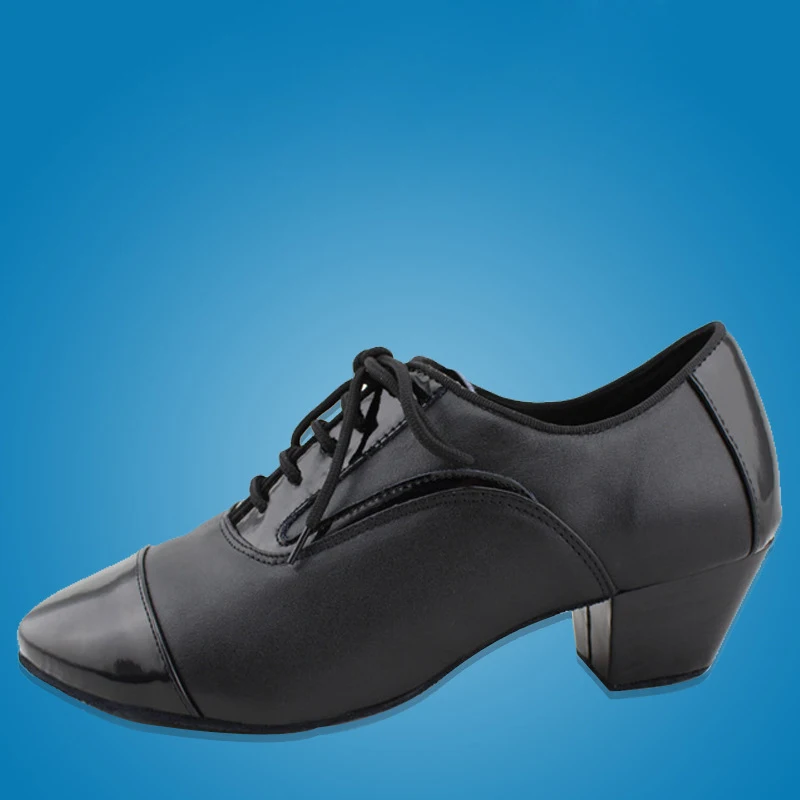 Черные мужские латинский бальный танец из натуральной кожи, туфли на каблуке 4 см, мужские Танго, современные стандартные танцевальные туфли, мягкая подошва VA15 1903