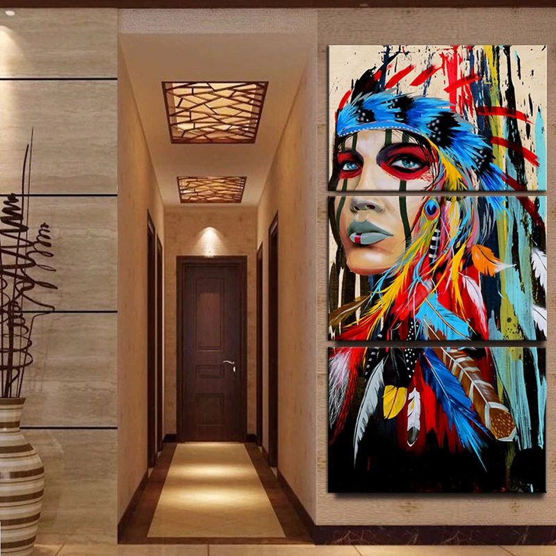 Native American indians Paintings HD Print on Canvas Home Decor Wall Art6"x22"