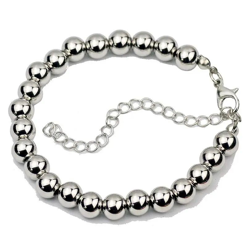 

Stainless Steel Beads Bracelets Bangles Woman Man Unisex Stainless Steel Sliver Bracelet Sport Casual Hiphop Stylish Jewerly
