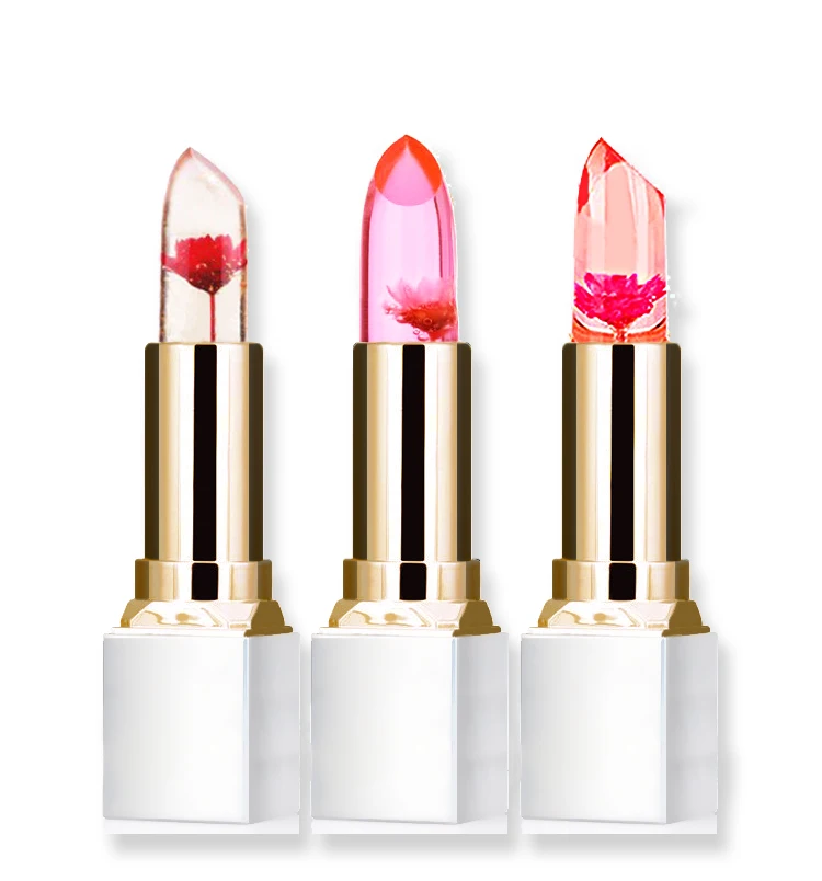 

PNF Brand Flower Lip Stick Long Lasting Moisturizer Temperature Color Change Luxury Makeup Brands Jelly Lipstick with Flower