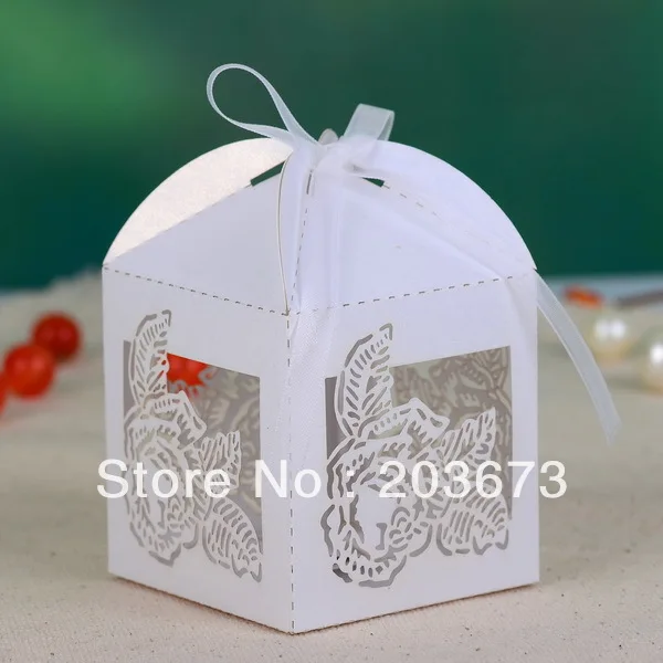 Rose Hollow out Wedding Favor Candy Gift Boxes With Ribbon For Party