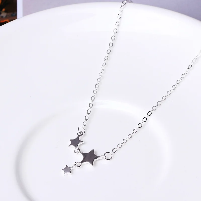 simple stars necklace women 100% 925 Sterling silver nacklace Jewellery Clavicle chain pendant charms