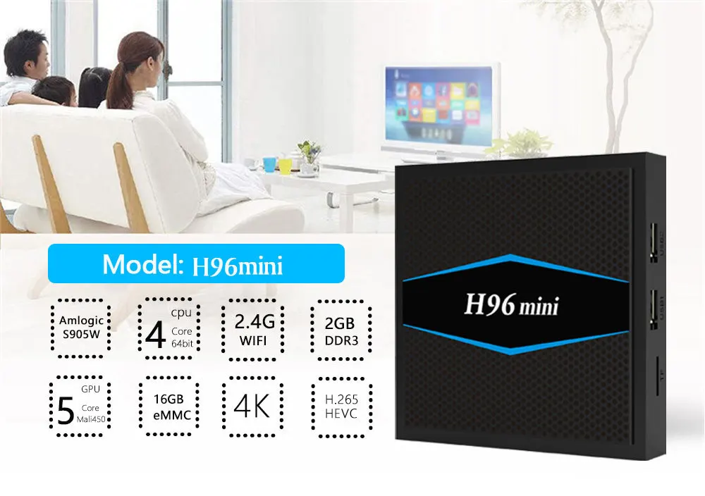 H96 Mini 4 K box 2,4G 5 GHz Wifi комплект bluetooth Top box Smart tv box android 7,1 Android tv box Amlogic 2G 16G для Vs mxq Pro