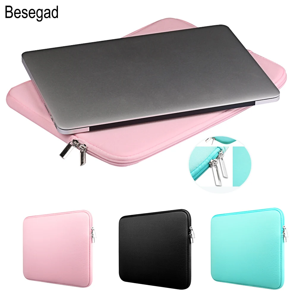 Besegad Carrying Storage Protective Laptop Sleeve Cover Skin Pouch Bag Case for MacBook Mac Book Pro Air 11 13 13.3 15 15.4 inch