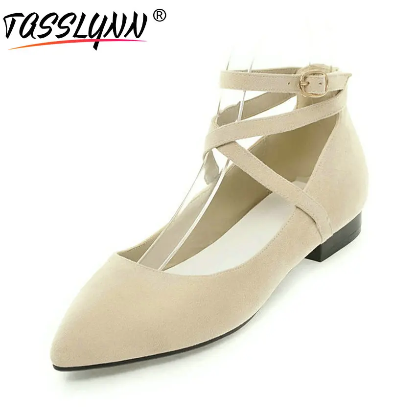 

TASSLYNN 2018 Women Pumps Shoes Ankle Strap Pointed Toe Square Low Heels Concise Spring and Autumn Ladies Pumps Shoes Size 34-43
