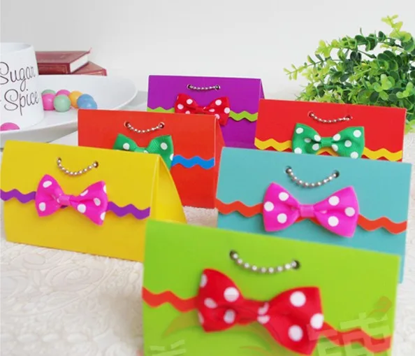 100pcs/lot Paper gift box DIY candy box Bowknot box Hand Bag shaper