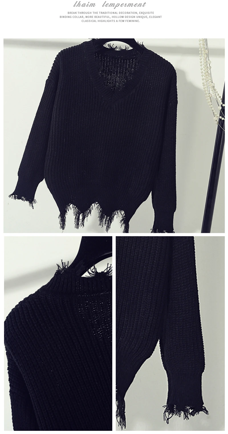 Осень, женские повседневные короткие свитера, верхняя одежда, модные женские свитера, пальто с v-образным вырезом и длинным рукавом, свободные пуловеры, Свитера FP1302