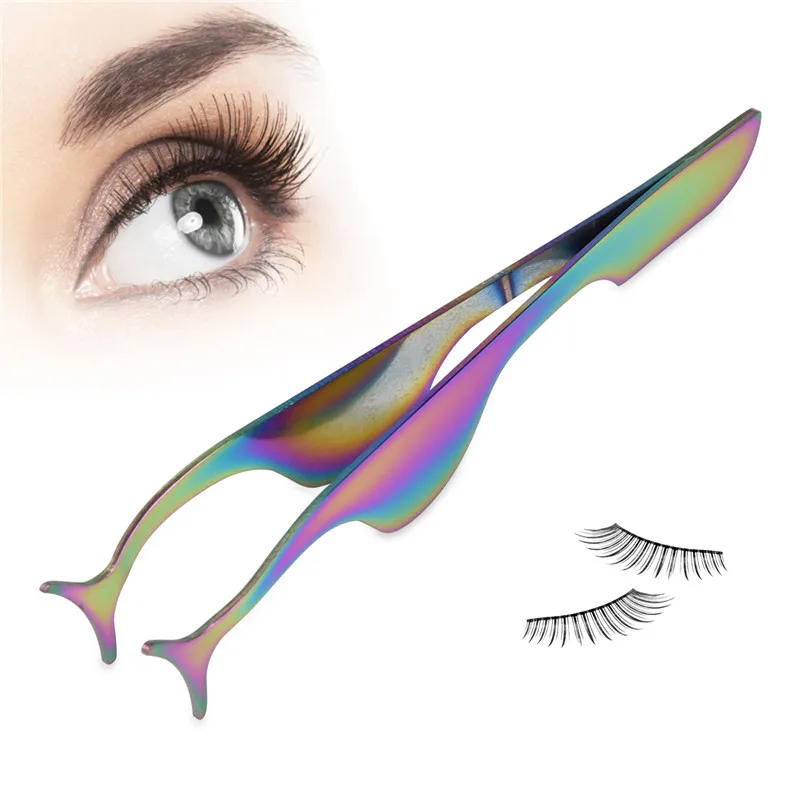 

1PC False Eyelash Tweezers Clip Auxiliary Fake Eye Lash Applicator Remover Eyelash Curler Nipper Beauty Makeup Forceps Tools PJ