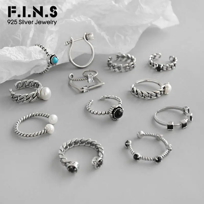 F.I.N.S, разные стили, 925 пробы, серебро, модные женские кольца с камнем CZ, регулируемые кольца с жемчугом для женщин, обручальное кольцо