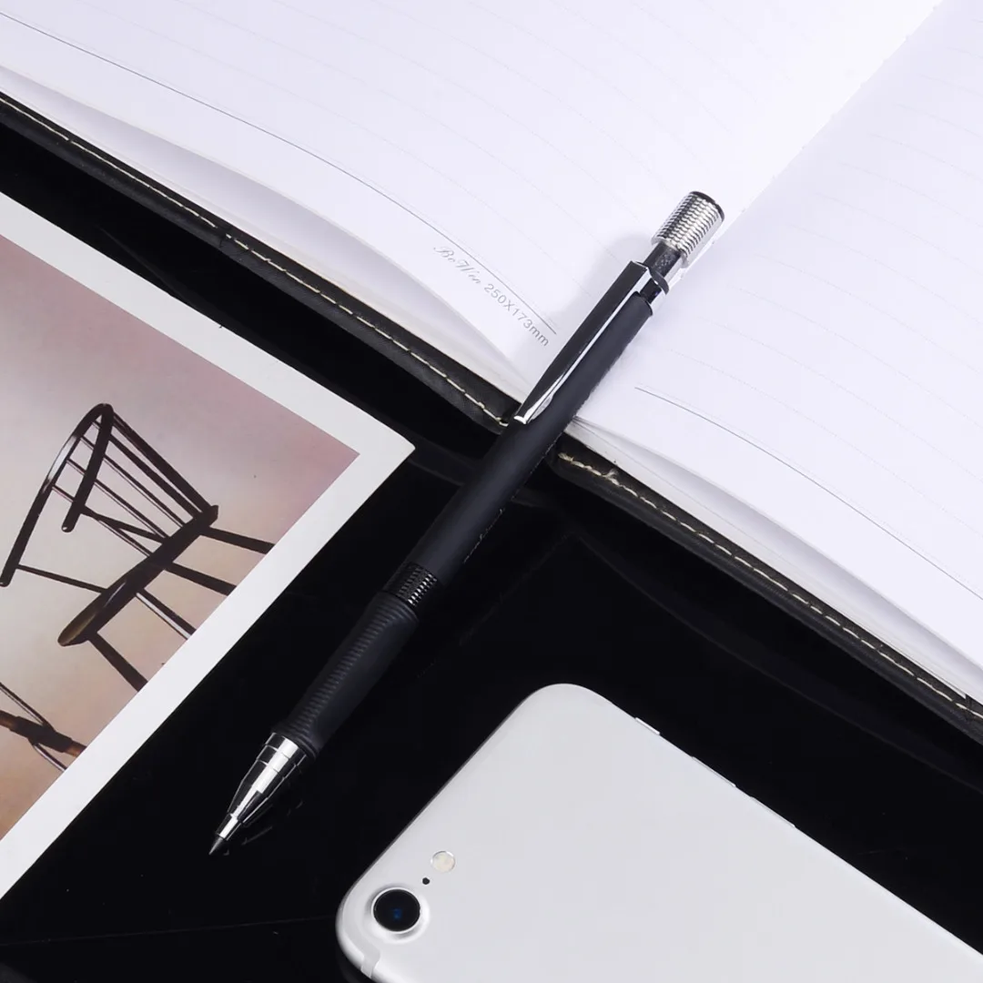 5pcs 2B Mechanical Pencil 2mm Metal Lead Holder Pen Automatic Draft Drawing Pencil Art Tool For Technical Drawing Black/Blue