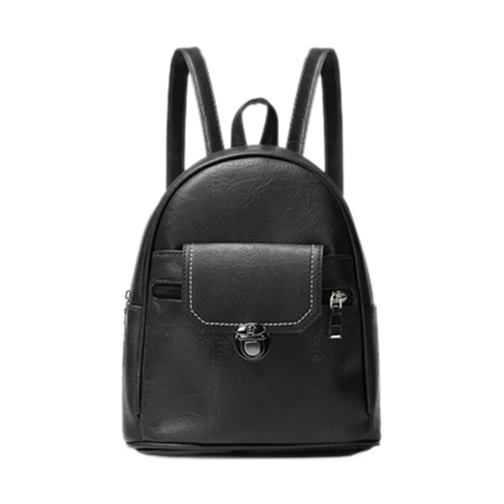 

2019 Fashion Women's PU Leather Backpack Laptop Retro Travel School Simple Bag Solid Color Double Shoulder Bag Zipper M10 M7