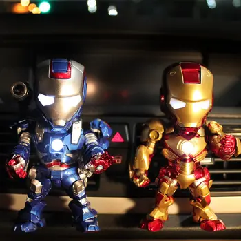 

Avengers iron man can move Q version iron man toy tide hand car set doll PVC Action Figure Model Air Freshener Car Air Condition