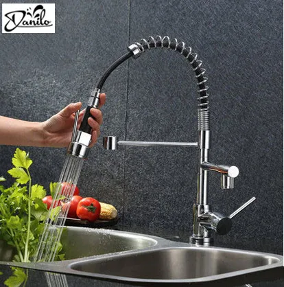

contemporary Chrome Kitchen Faucet pull out Swivel Spout Kitchen Mixer tap Single Handle Hot & Cold Water kitchen sink faucet