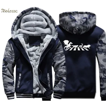 

Game of Thrones Hoodie Men Stark Targaryen Baratheon Sweatshirt Thrones of Abbey Road Parody Coat Winter Thick Zip up Jacket