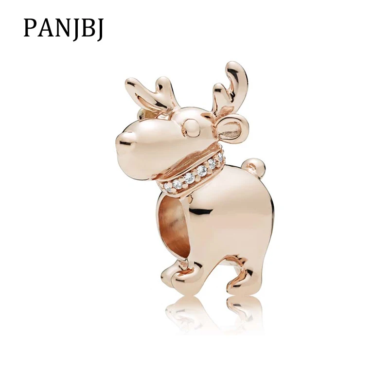 

New Original Alloy Bead Rose Happy Reindeer Charm Fit Pandora Bracelet Bangle Necklace DIY Women Jewelry