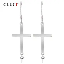 CLUCI Cross Shaped 925 пробы серебряные серьги-капли для женщин жемчуг крепление для серьги серебро 925 сережки-крестики