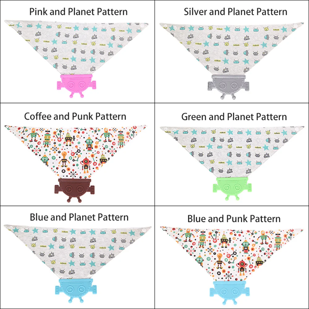 Мягкий детский силиконовый слюнный карман Кормление нагрудники BPA бесплатно для малышей хлопок Прорезыватель полотенце робот-образный