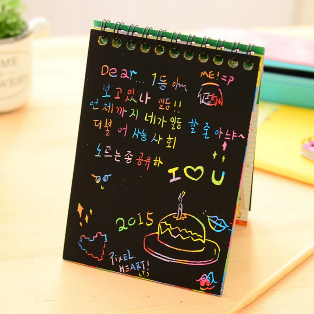 

FangNymph Magic Drawing Book DIY Scratch Notebook Black Cardboard As Gift For Kids