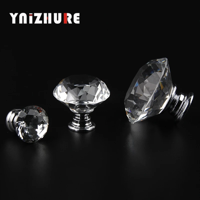 20-40 ملليمتر ynizhure الماس شكل تصميم كريستال زجاج دولاب درج سحب المطبخ خزانة باب خزانة مقابض الأجهزة