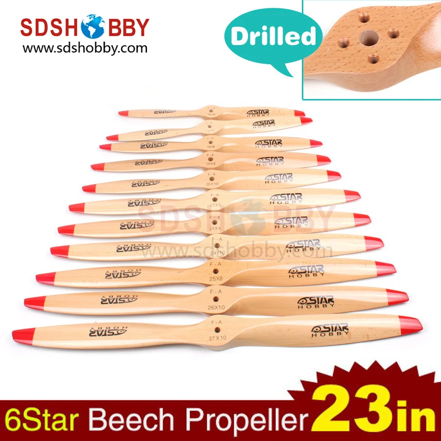 6STARHOBBY Standard Wooden Propeller Beech Propeller 23 8 23 10 for RC Gasoline Drilled Propellers Suiting