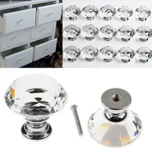 10 Pcs/lot Crystal Glass Diamond Furniture Handles Drawer Wardrobe Kitchen Cabinets Cupboard Door Pull Knobs K9 30MM