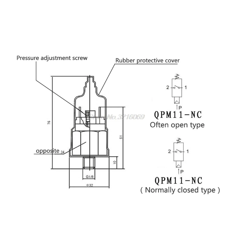 1/" Регулируемый QPM11-NC/QPM11-NO переключатель давления провода внешняя резьба сопла и Прямая поставка