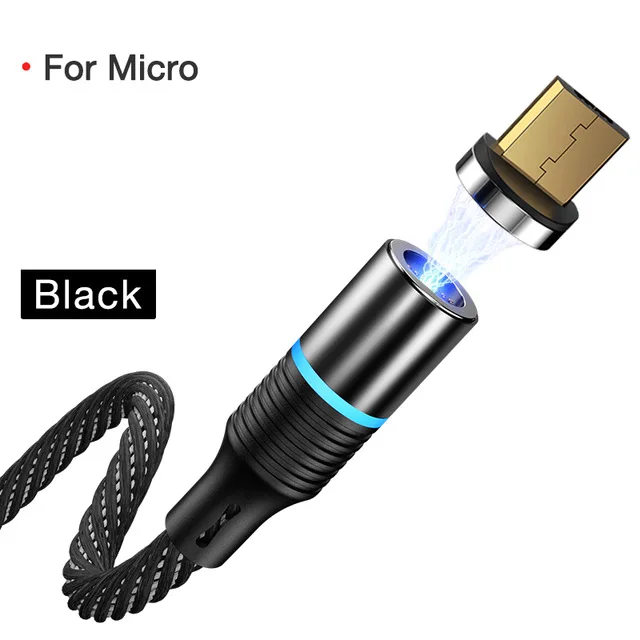 Cafele Магнитный Micro USB кабель для iPhone samsung type-c зарядный Магнитный зарядный адаптер usb type C кабели для мобильных телефонов - Цвет: Black  for micro