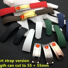 Короткий мм черный красный синий белый 20 мм силиконовый резиновый ремешок для часов Ремешок для ролевого ремешка Daytona Submariner GMT OYSTERFLEX логотип