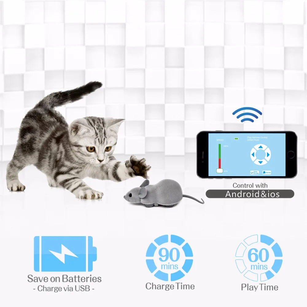 Jouet Chat Animal Sans Fil Interactif App, Jouet Souris Rc Mignon, Connecter Avec