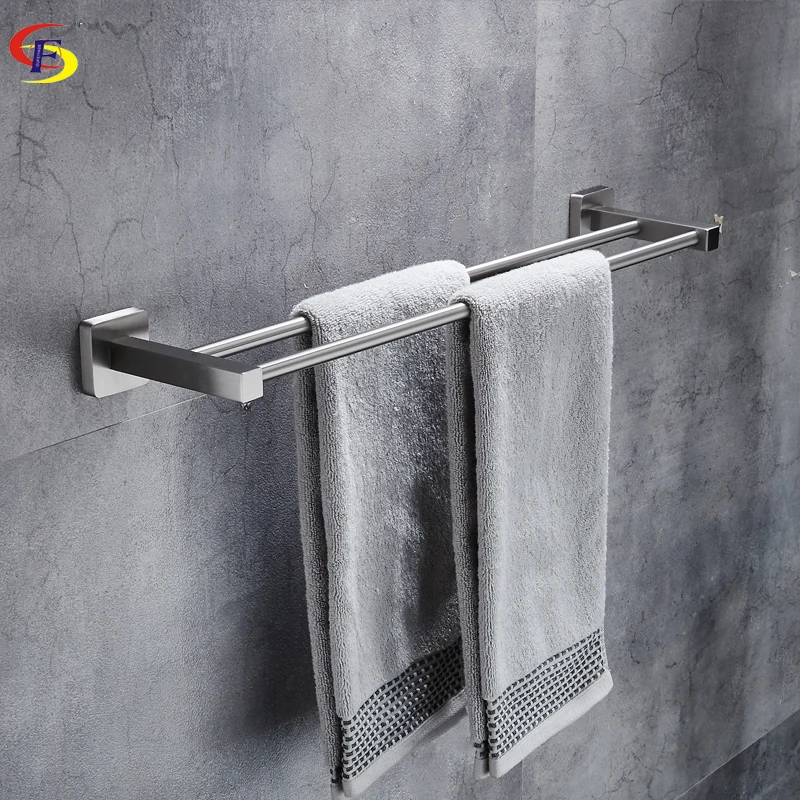 

OFYAGE Wall Mounted 304 Stainless Steel Brushed Double Towel Bars Towel Racks Towel Holder Bathroom Products For Home