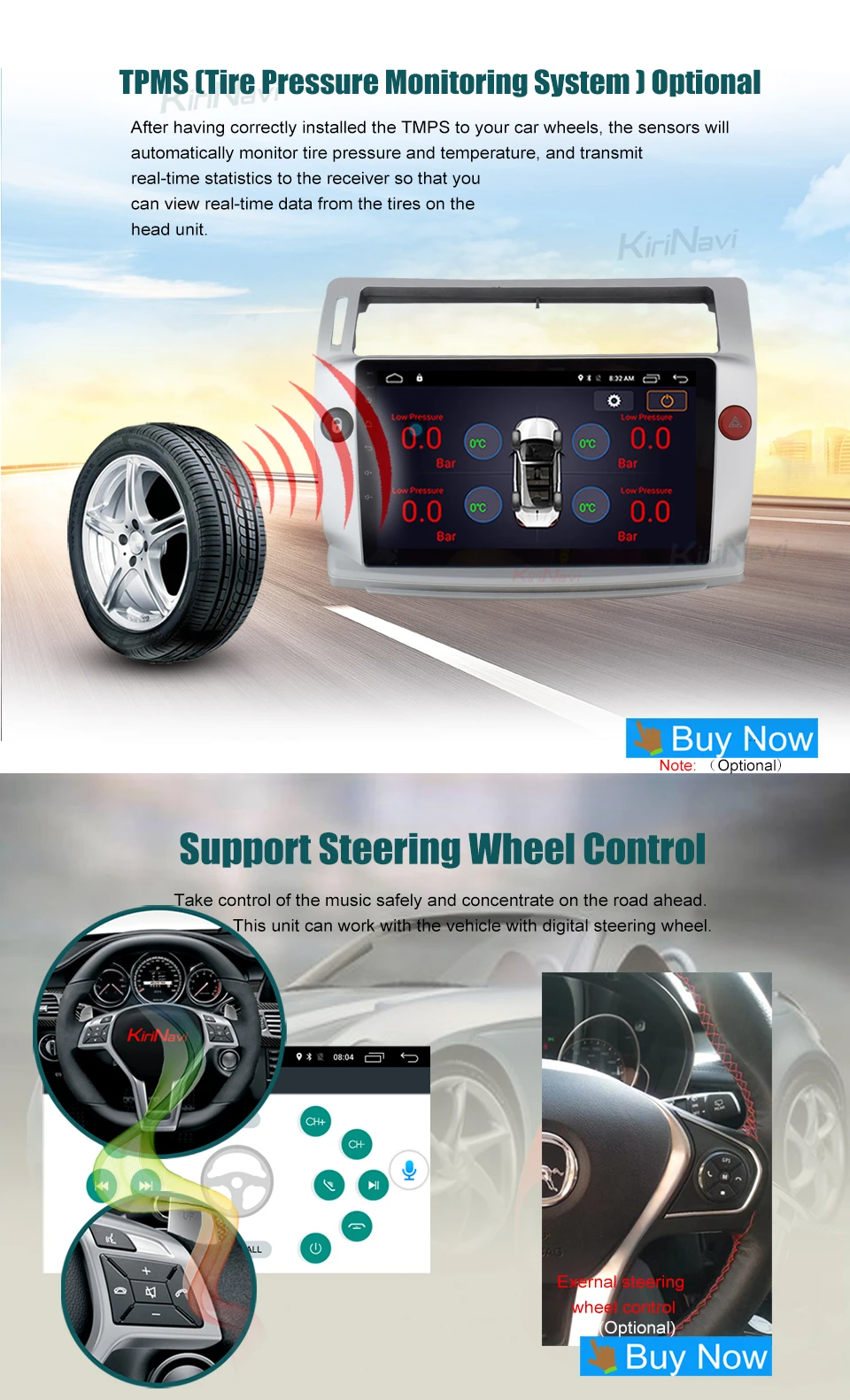 Sale KiriNavi High Quality android 7.1 9 inch Touch Screen Car Stereo For Citroen C4 DVD GPS Navigation Bluetooth WIFI 2008-2011 3
