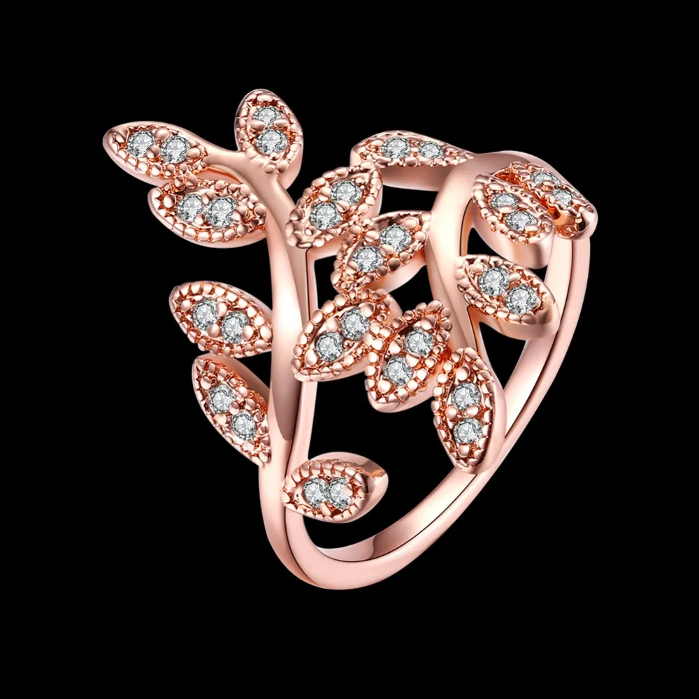 New promotion jewelry Charm fashion Rose gold color ring rhinestones