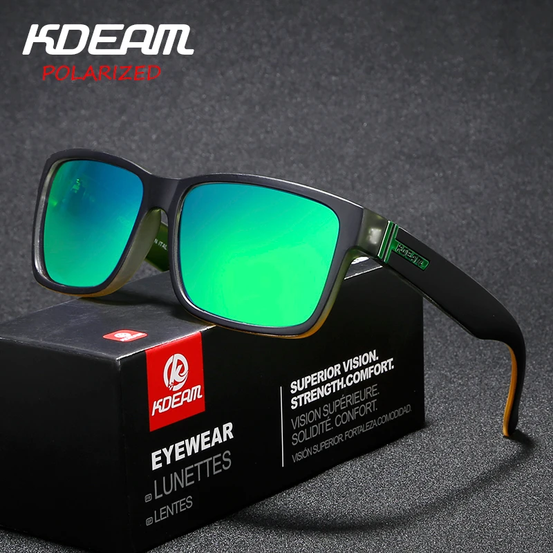 Kdeam 8 Colors Mens Sport Polarized Sunglasses Square Outdoor Riding Goggles New