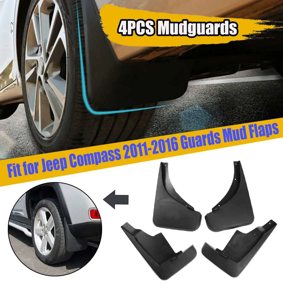 

4pcs/set Car Mud Flaps For Jeep for Compass 2011 2012 2013 2014 2015 2016 Mudguards Splash Guard Fenders Auto Accessories