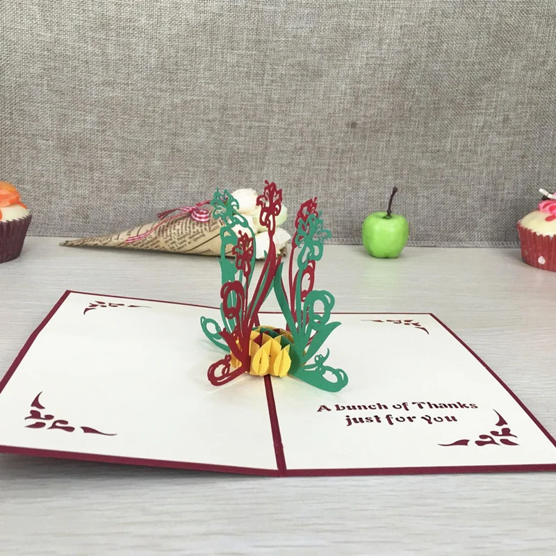  1pcs Narcissus Laser Cut Paper Greeting 3D Pop Up Kirigami Card Wedding Invitation Birthday Valenti - 32817174471