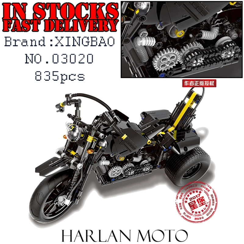 

XingBao Creator Technic 03020 835pcs Harlan moto Building Blocks Bricks enlighten toys for children Birthday gifts brinquedos