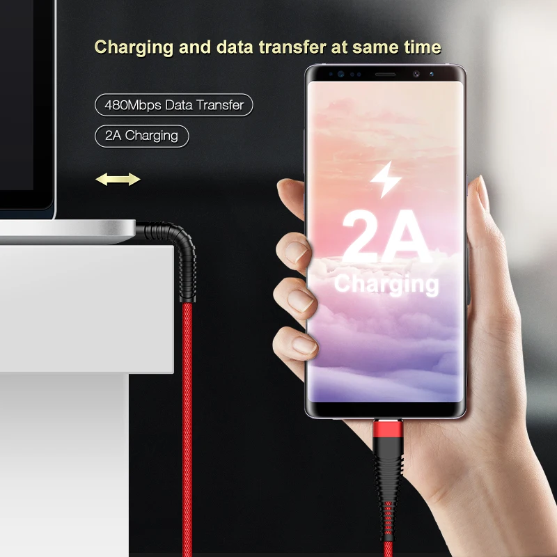 FLOVEME 1M Hohe Zug-Micro USB Kabel C Typ-C 2A Ladegerät Daten Sync Nylon Geflecht Kabel Für iPhone